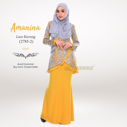 Amanina Lace Kurung 2785-2 (Gold) 
