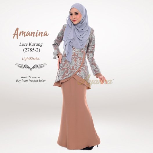 Amanina Lace Kurung 2785-2 (LightKhakis) 