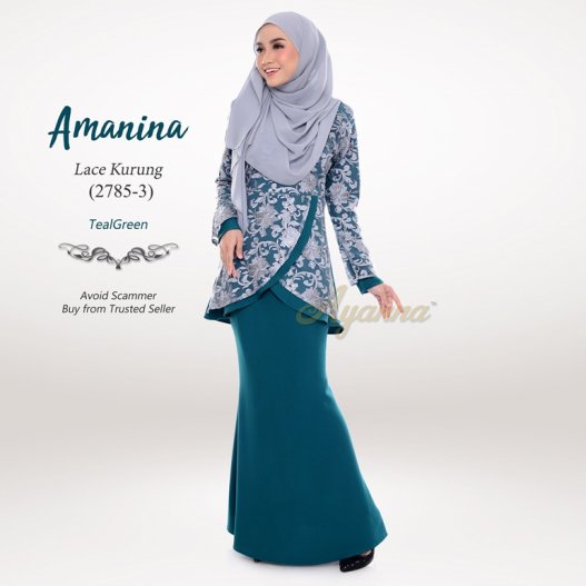 Amanina Lace Kurung 2785-3 (TealGreen)