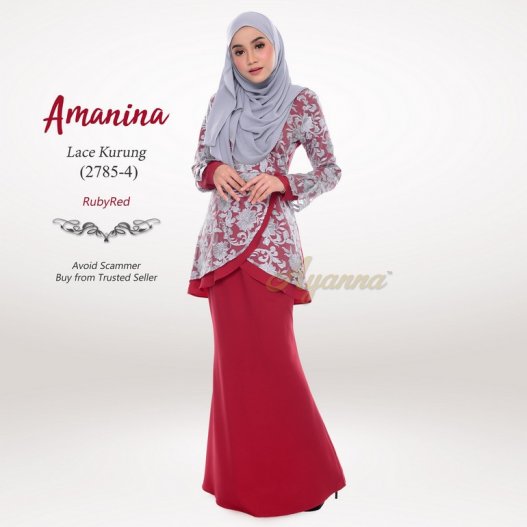 Amanina Lace Kurung 2785-4 (RubyRed)