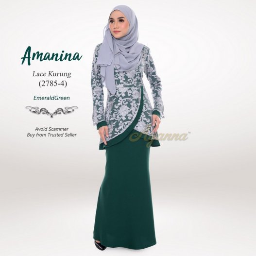 Amanina Lace Kurung 2785-4 (EmeraldGreen)