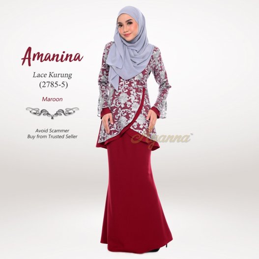 Amanina Lace Kurung 2785-5 (Maroon) 