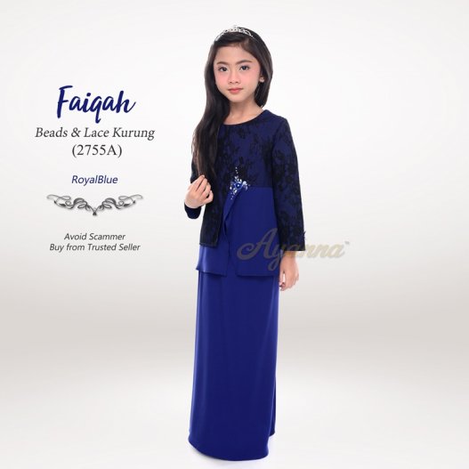 Faiqah Beads & Lace Kurung 2755A (RoyalBlue) 