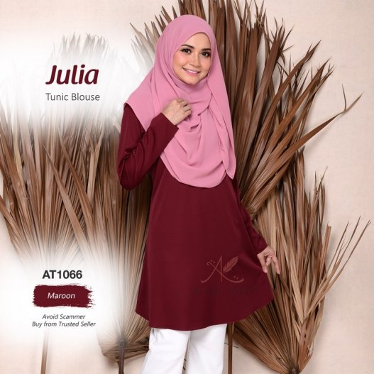 Julia Tunic Blouse AT1066  (Maroon) 