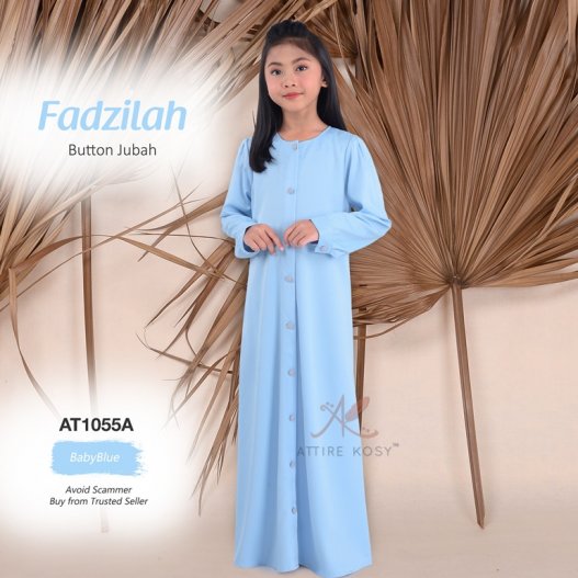 Fadzilah Button Jubah AT1055A (BabyBlue) 