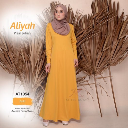 Aliyah Plain Jubah AT1054 (Gold) 