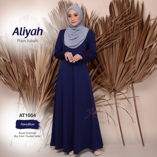 Aliyah Plain Jubah AT1054 (NavyBlue) 