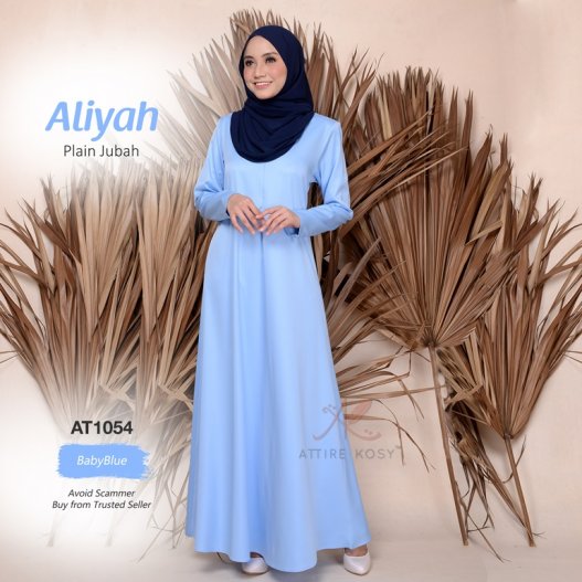 Aliyah Plain Jubah AT1054 (BabyBlue) 