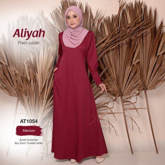 Aliyah Plain Jubah AT1054 (Maroon)