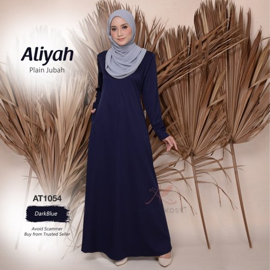 Aliyah Plain Jubah AT1054 (DarkBlue) 