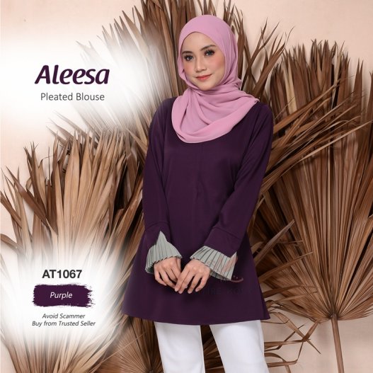 Aleesa Pleated Blouse AT1067 (Purple) 