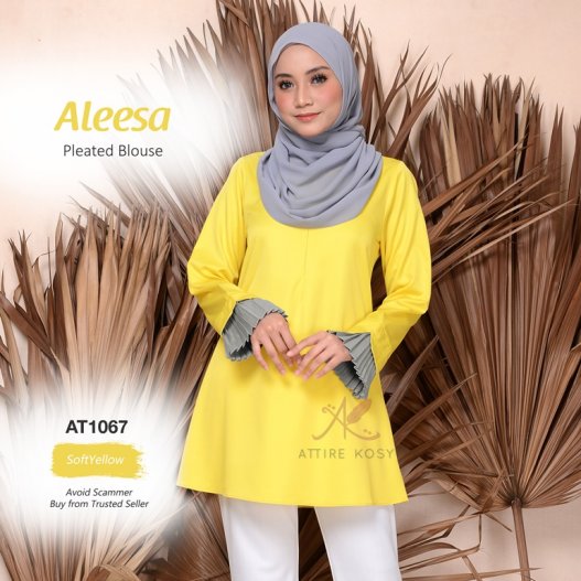 Aleesa Pleated Blouse AT1067 (SoftYellow)