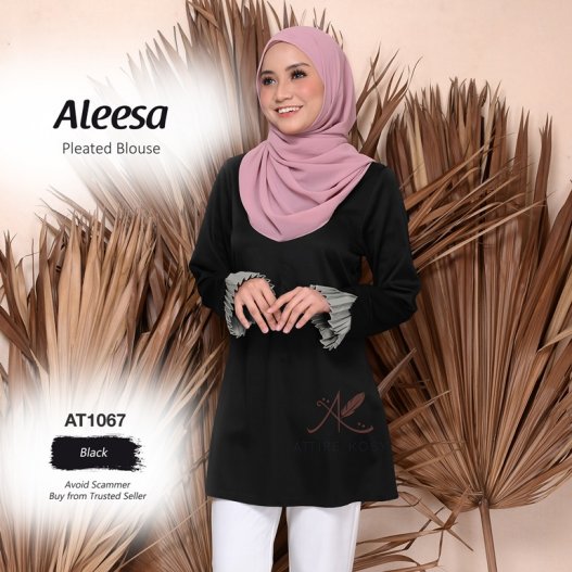 Aleesa Pleated Blouse AT1067 (Black)