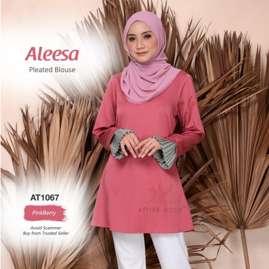 Aleesa Pleated Blouse AT1067 (PinkBerry) 