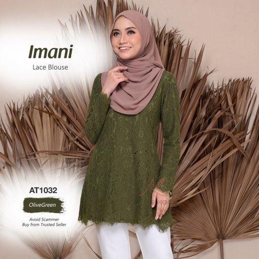 Imani Lace Blouse AT1032 (OliveGreen) 