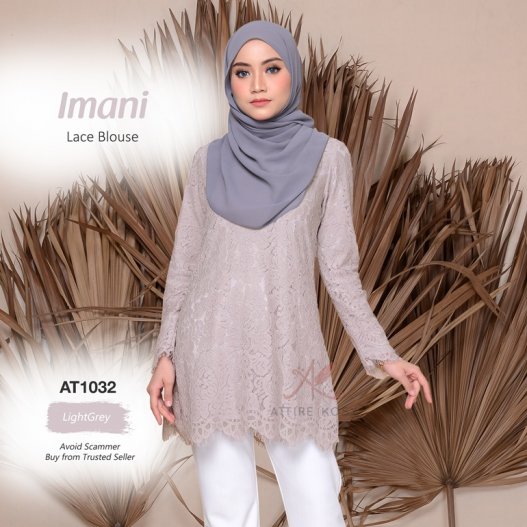 Imani Lace Blouse AT1032 (LightGrey) 