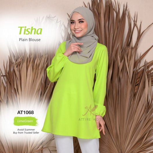 Tisha Plain Blouse AT1068 (LimeGreen) 