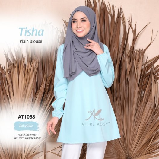 Tisha Plain Blouse AT1068 (BabyBlue) 