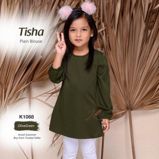 Tisha Plain Blouse K1068 (OliveGreen) 