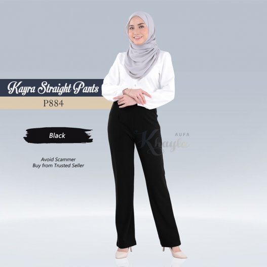 Kayra Straight Pants  P884 (Black) 