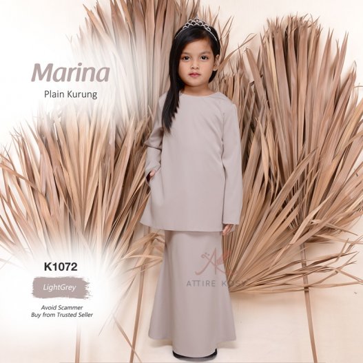 Marina Plain Kurung K1072 (LightGrey) 