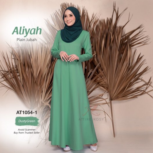 Aliyah Plain Jubah AT1054-1 (DustyGreen)