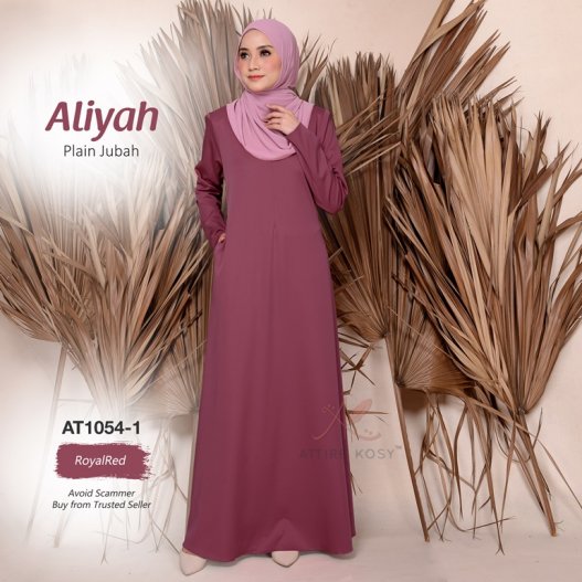 Aliyah Plain Jubah AT1054-1 (RoyalRed) 