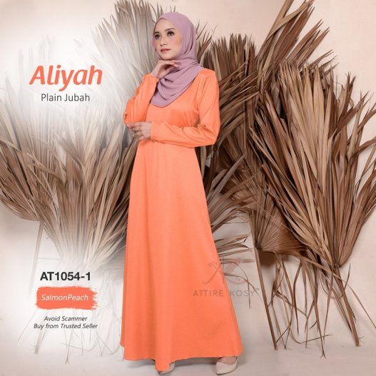 Aliyah Plain Jubah AT1054-1 (SalmonPeach)