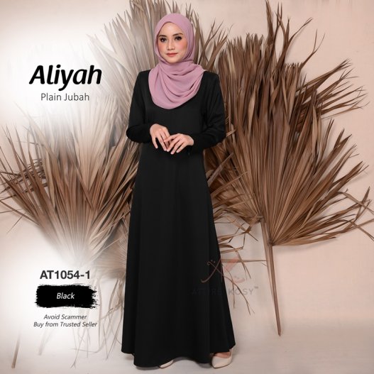 Aliyah Plain Jubah AT1054-1 (Black) 