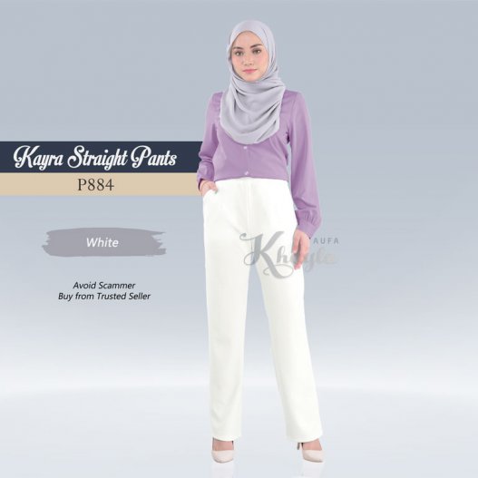 Kayra Straight Pants  P884 (White) 