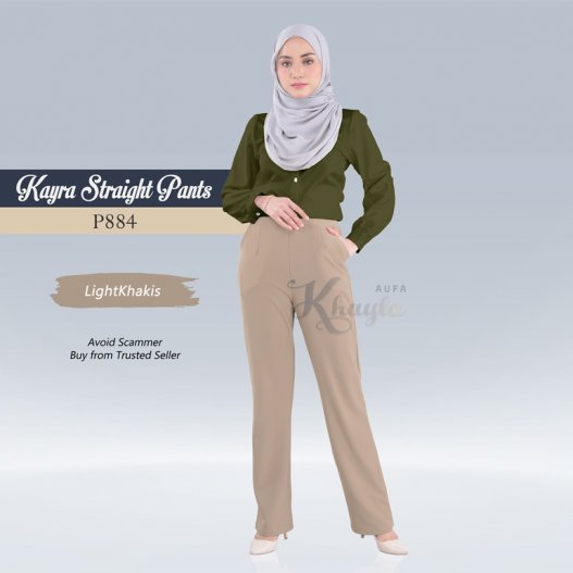 Kayra Straight Pants  P884 (LightKhakis) 