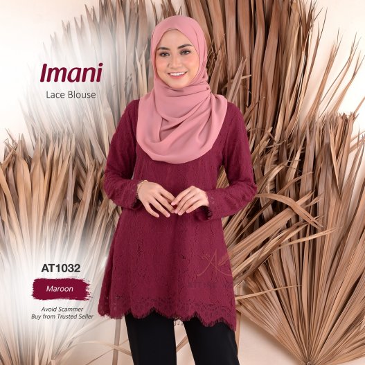 Imani Lace Blouse AT1032 (Maroon) 