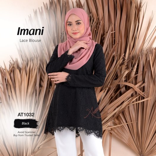 Imani Lace Blouse AT1032 (Black) 