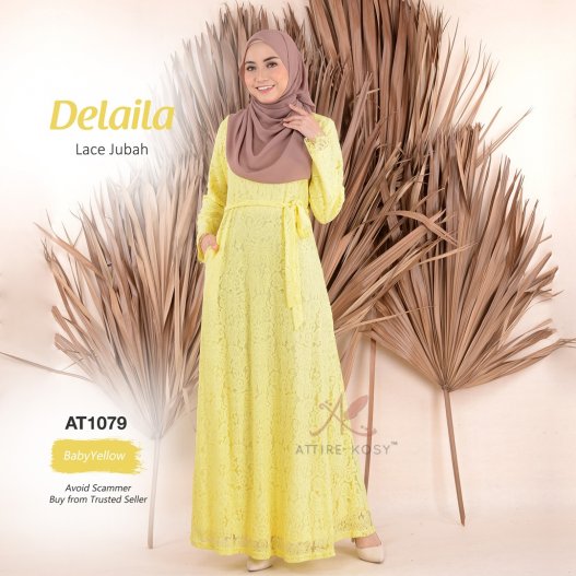 Delaila Lace Jubah AT1079 (BabyYellow) 