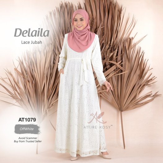 Delaila Lace Jubah AT1079 (OffWhite) 