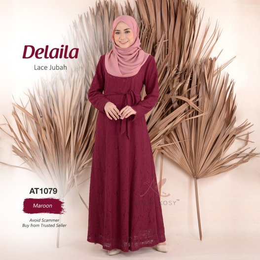 Delaila Lace Jubah AT1079 (Maroon)