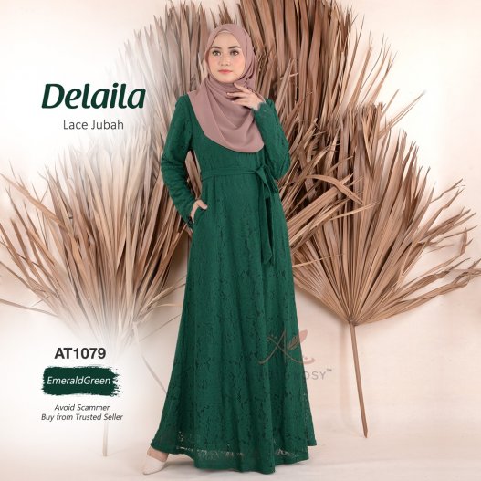 Delaila Lace Jubah AT1079 (EmeraldGreen) 