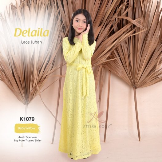 Delaila Lace Jubah K1079 (BabyYellow) 