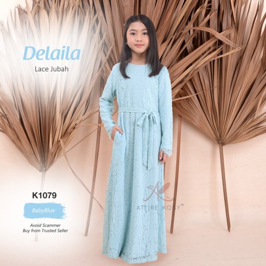 Delaila Lace Jubah K1079 (BabyBlue)