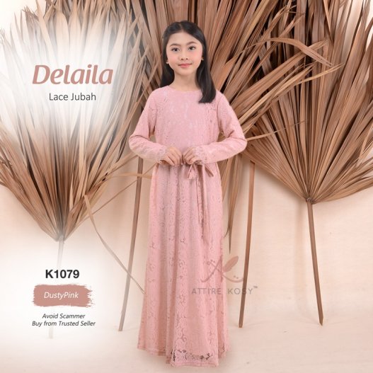 Delaila Lace Jubah K1079 (DustyPink) 