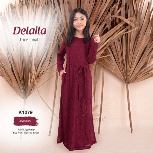 Delaila Lace Jubah K1079 (Maroon) 