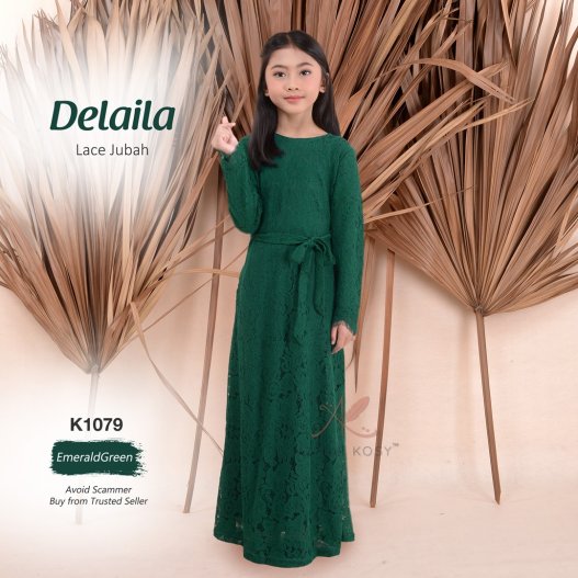 Delaila Lace Jubah K1079 (EmeraldGreen) 