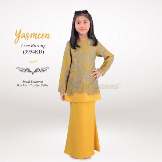Yasmeen Lace Kurung 3954KD (Gold) 