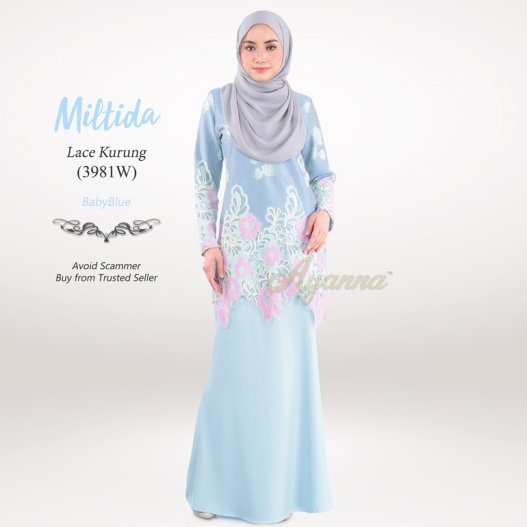 Miltida Lace Kurung 3981W (BabyBlue) 