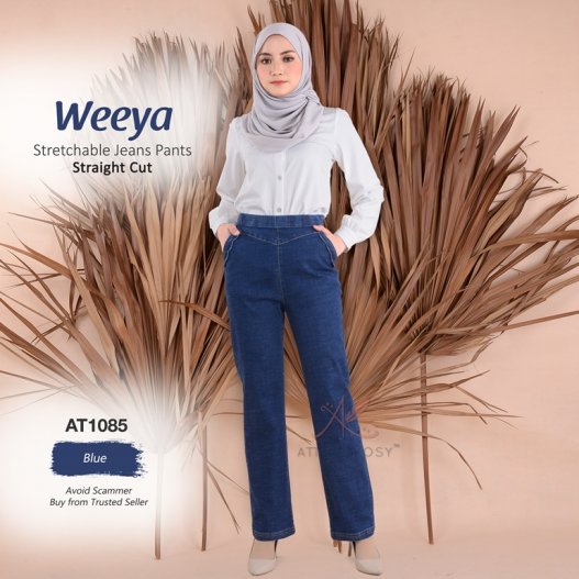Weeya Stretchable Jeans Pants - Straight Cut  AT1085 (Blue) 