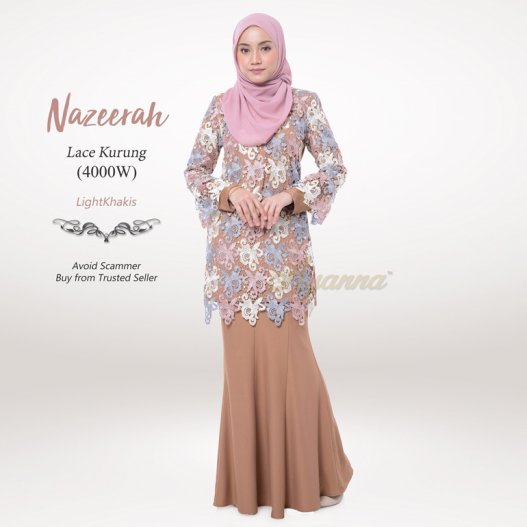 Nazeerah Lace Kurung 4000W (LightKhakis) 