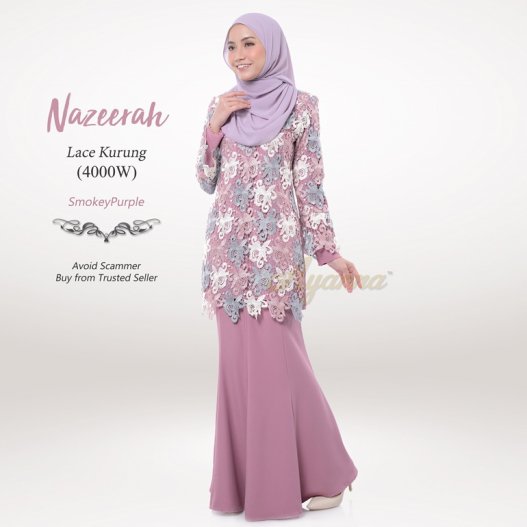 Nazeerah Lace Kurung 4000W (SmokeyPurple) 