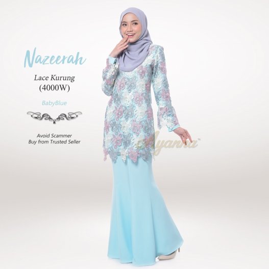 Nazeerah Lace Kurung 4000W (BabyBlue) 