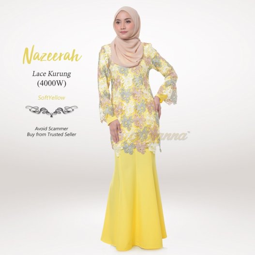 Nazeerah Lace Kurung 4000W (SoftYellow)
