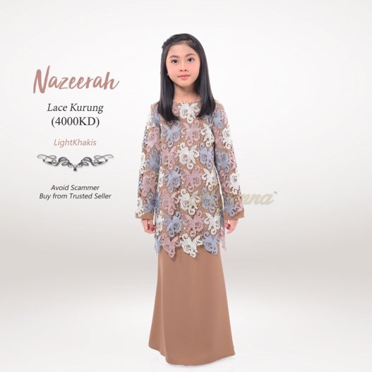 Nazeerah Lace Kurung 4000KD (LightKhakis) 